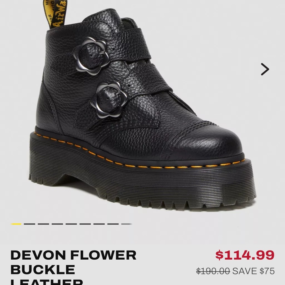 Dr. Martens Devon Flower Buckle Leather Boots